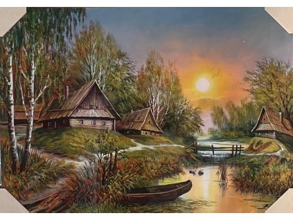 Obraz "Loďka" - tisk na papír na MDF desku, 70 x 50cm