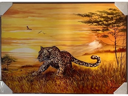 Obraz "Levhart" - tisk na papír na MDF desku, 70 x 50cm