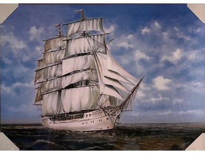 Obraz "Loď na moři" - tisk na plátno na MDF desku, 70 x 50cm