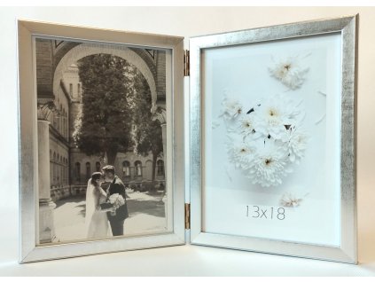 Dvojrám na fotografie stříbrný