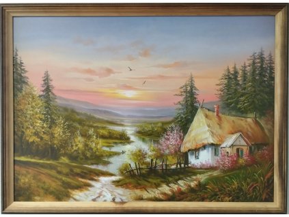 Obraz "Údolí" - v dřevěném frézovaném rámu, 70x50cm