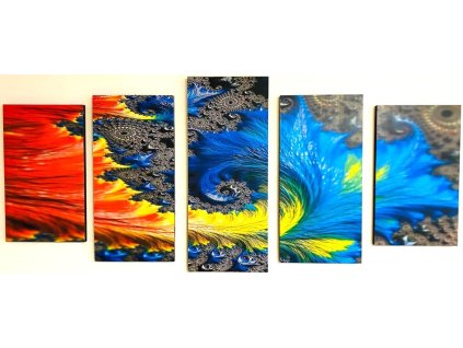 Sada obrazů "Fractal red&blue" - 150x70cm