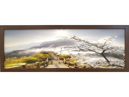 Obraz na desce v rámu "Lávka do hor" ve více rozměrech