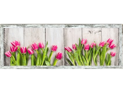 Obraz "Tulipány" - tisk na papír, zarámovaný, 90x30cm