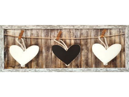 Obraz na desce v rámu "Love" 90x30cm