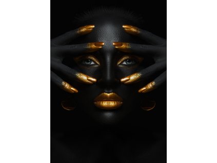 Obraz na plátně černozlatý "Tvář Golden" 116x80cm