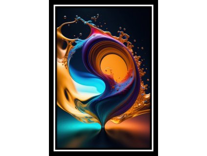 Obraz v rámu "Abstrakt modro-oranžový" 53x73cm