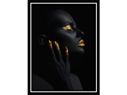 Obraz černozlatý v rámu "Tvář golden 2" 53x73cm