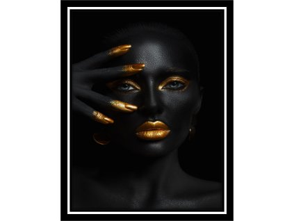 Obraz černozlatý v rámu "Tvář golden 3" 53x73cm