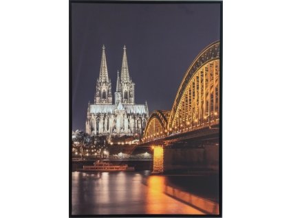 Obraz "Most a katedrála gold" - tisk na plátno vložené do MDF rámu, 59x84 cm