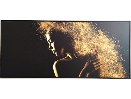 Obraz na plátně v rámu černozlatý "Woman" 134x59cm