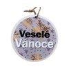 Vánoční dřevěná dekorace kulatá "Veselé Vánoce" 13cm