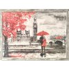 Obraz černobílý "Milenci v Londýně" - tisk na papír, zarámovaný, 70x50cm