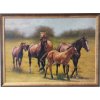 Obraz "Koně - v dřevěném frézovaném rámu, 70x50cm
