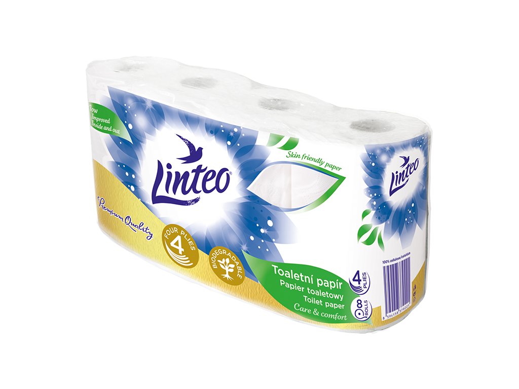 Toaletní papír Linteo, 4 vrstvý, 8 rolí