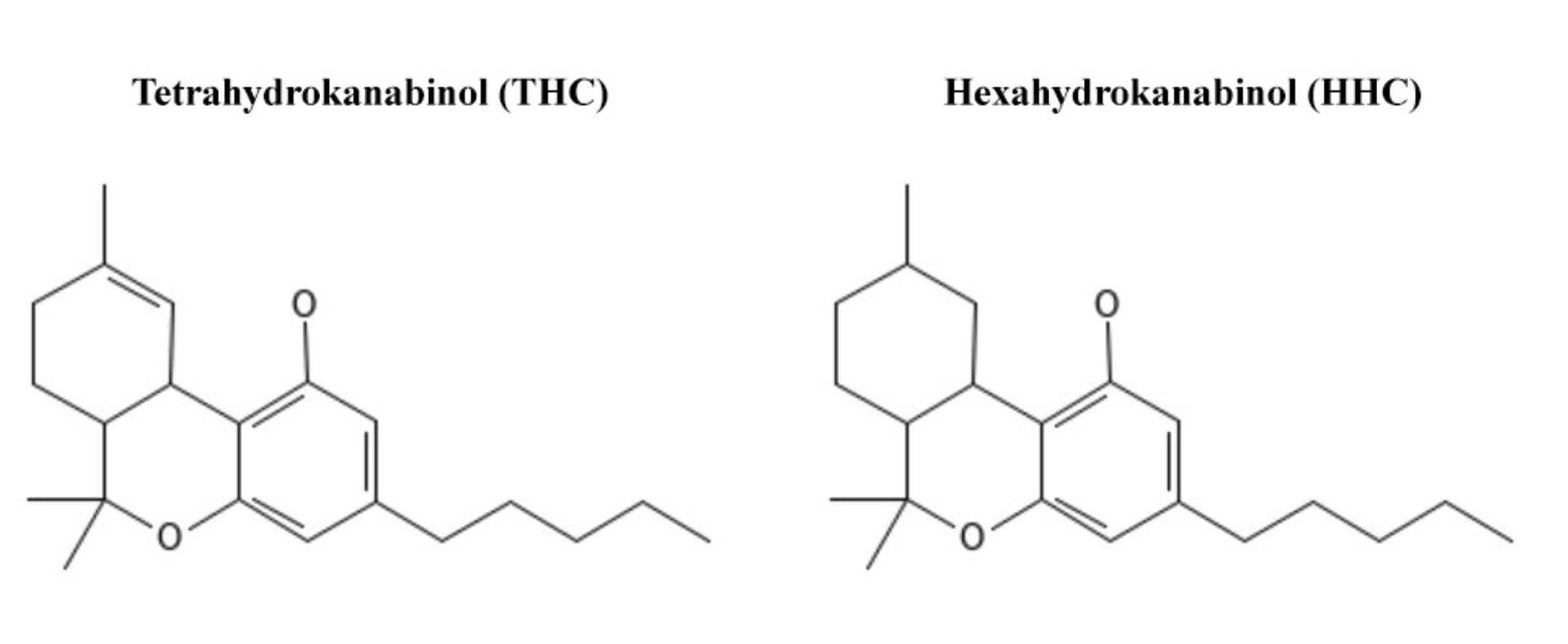 Chemické složení THC a HHC a jejich rozdílnost