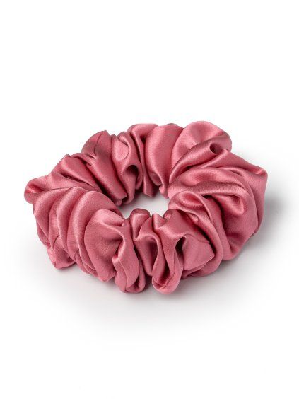 Tmavě růžová hedvábná scrunchie gumička normální