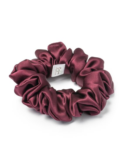 Bordó hedvábná scrunchie gumička normální