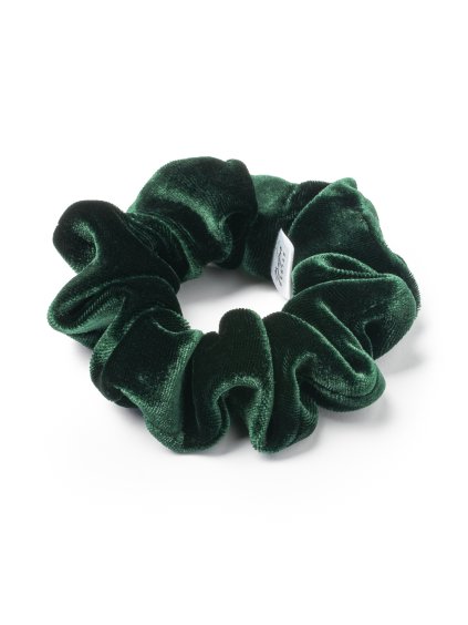 Tmavě zelená hedvábná scrunchie sametka normální