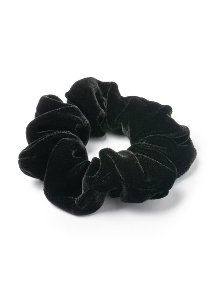 Černá hedvábná scrunchie sametka normální
