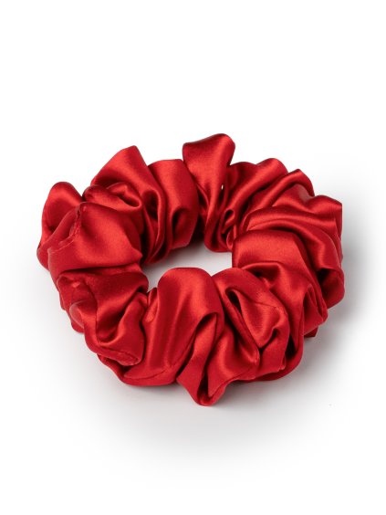 Červená hedvábná scrunchie gumička normální