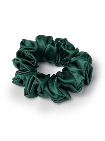 Zelená hedvábná scrunchie gumička normální