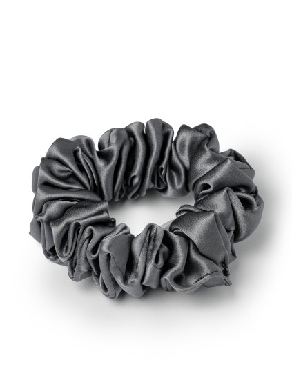 Šedá hedvábná scrunchie gumička normální