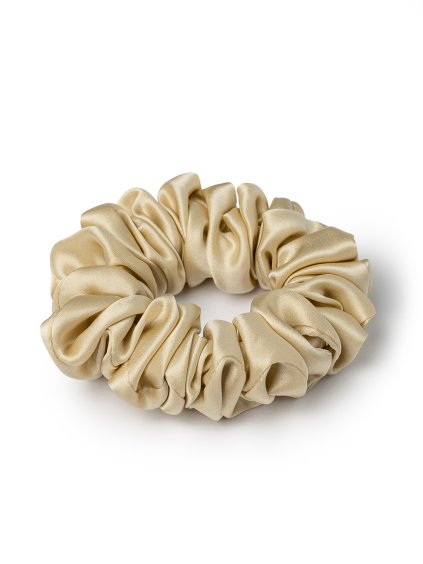 Béžová hedvábná scrunchie gumička normální