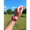 Tmavě růžová hedvábná scrunchie gumička mini