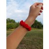 Červená hedvábná scrunchie gumička mini