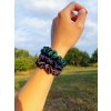Zelená hedvábná scrunchie gumička mini