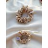 Béžová hedvábná scrunchie gumička normální, mini