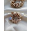 Béžová hedvábná scrunchie gumička mini
