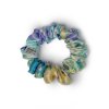 Lila mramorová hedvábná scrunchie gumička mini