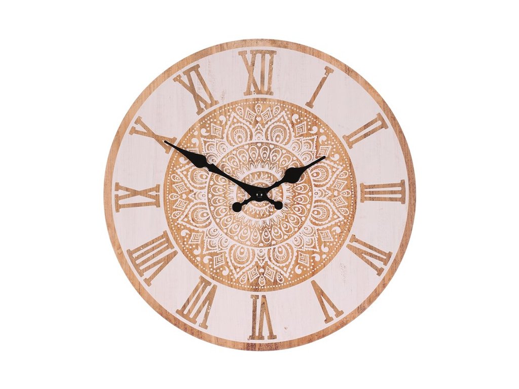 BONTEC Hodiny nástenné - mandala, MDF, 34 cm (Farba Hnedá)