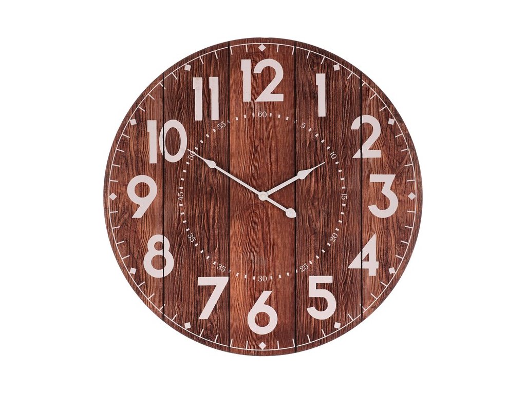 BONTEC Hodiny nástenné - hnedé, MDF, 58 cm (Farba Hnedá)