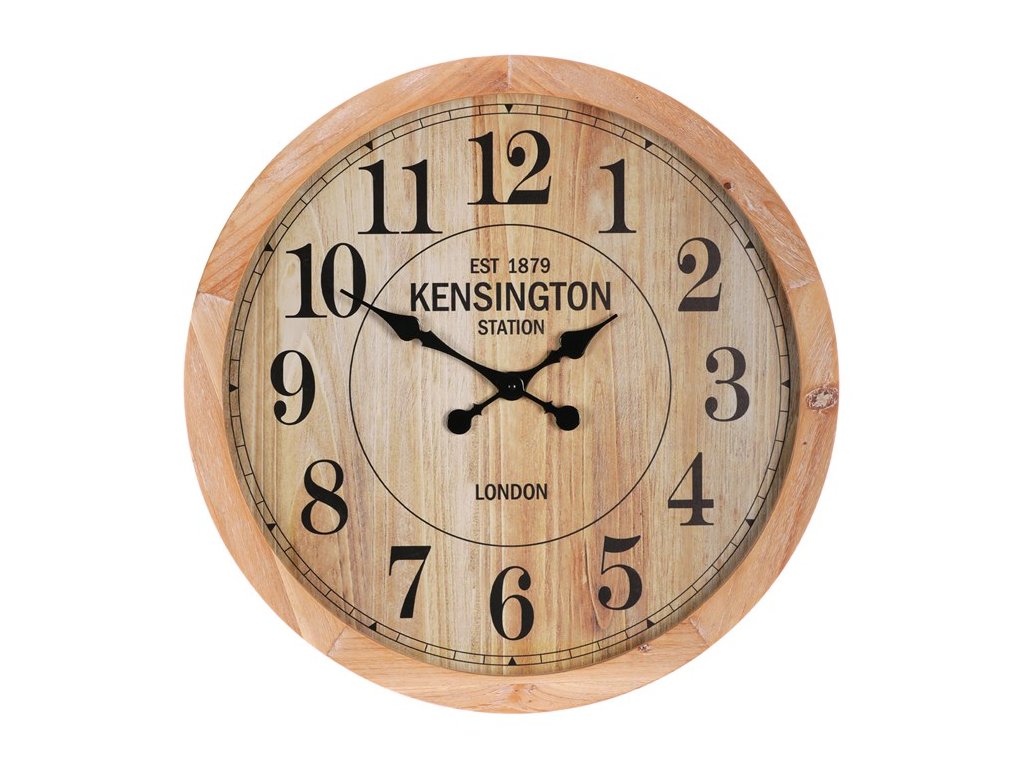 BONTEC Hodiny nástenné - MDF doska so sklom, 60 cm (Farba Hnedá)