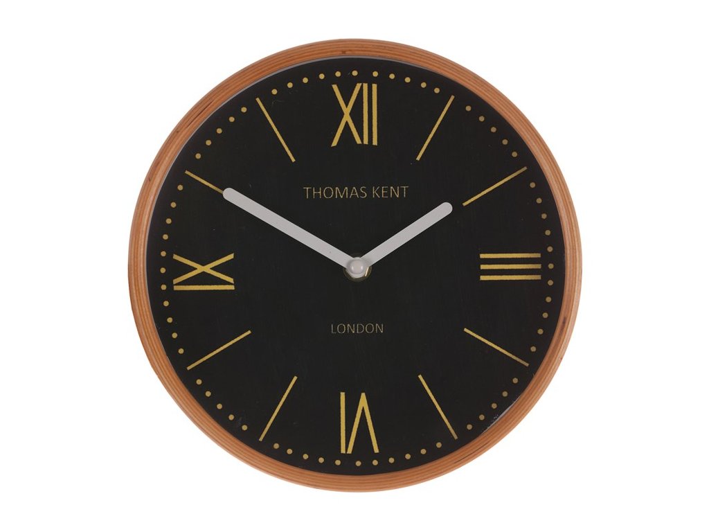 BONTEC Hodiny nástenné - čierne, MDF a drevený rám, 22 cm (Farba Čierna)