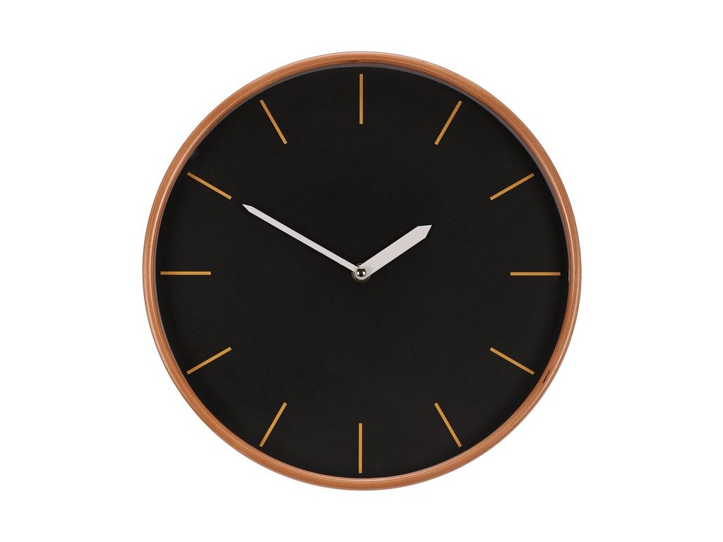BONTEC Hodiny nástenné - bez číslic, drevený rám, čierne, 32 cm (Farba Čierna)