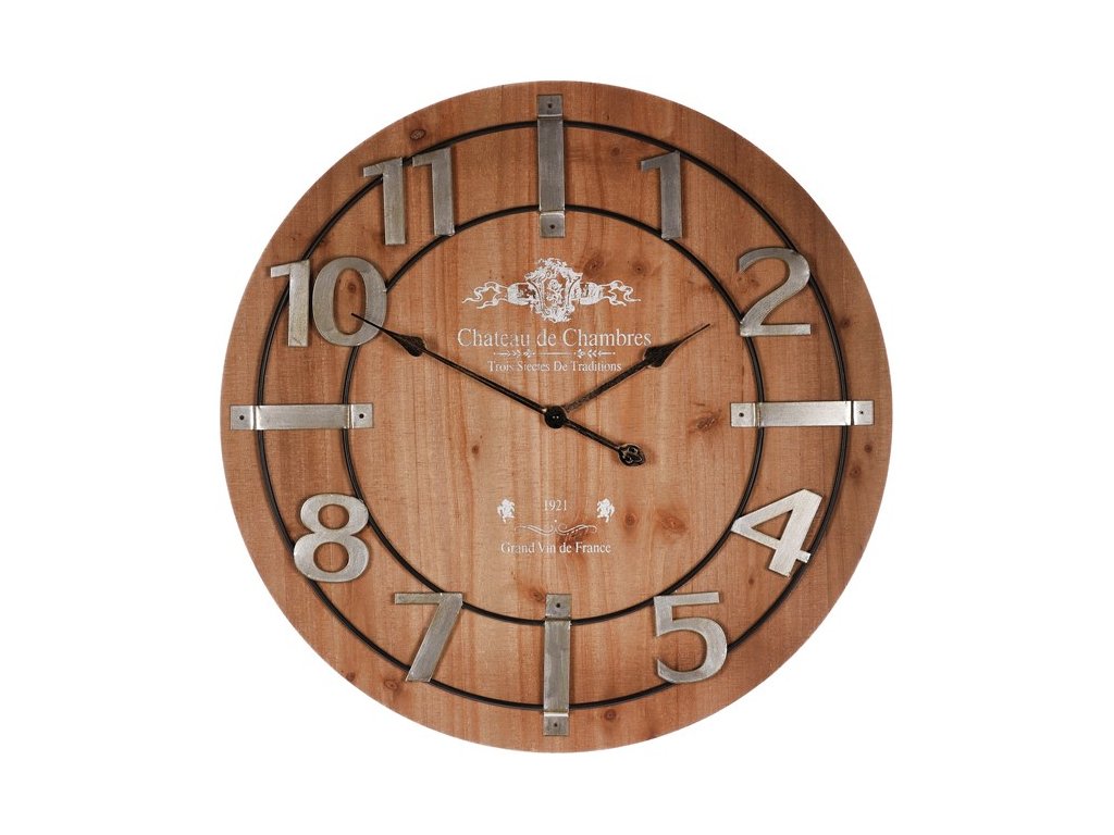 BONTEC Hodiny nástenné - hnedé, arabské číslice, MDF, 68 cm (Farba Hnedá)