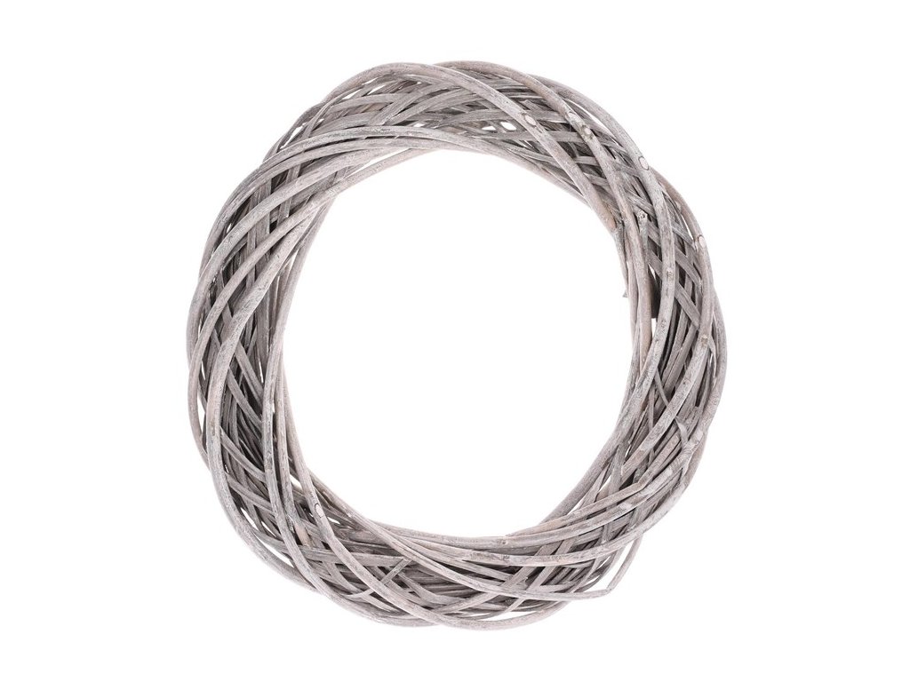 BONTEC Veniec prútený - pr. 35 cm, šedá farba (Farba Šedá)