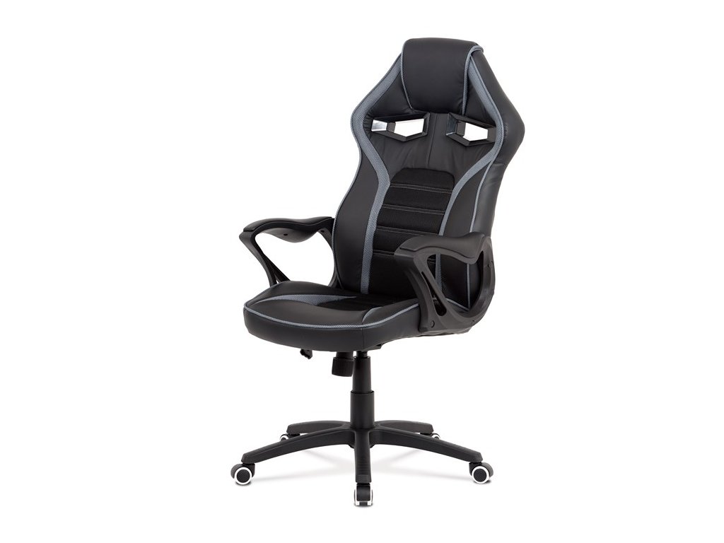 BONTEC Herné stoličky, hojdací mechanizmus, čierna ekokoža, KA-G406 GREY (Farba Čierna)