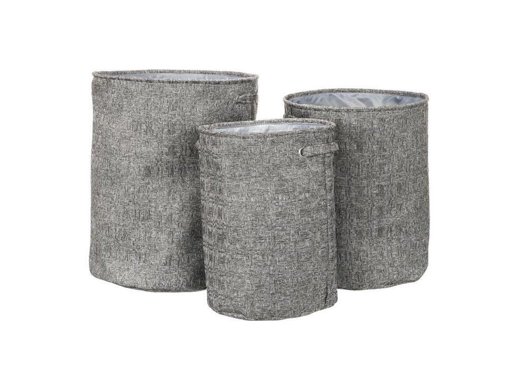 BONTEC Kôš na bielizeň - polyester, šedý, súprava 3 ks (Farba Šedá)