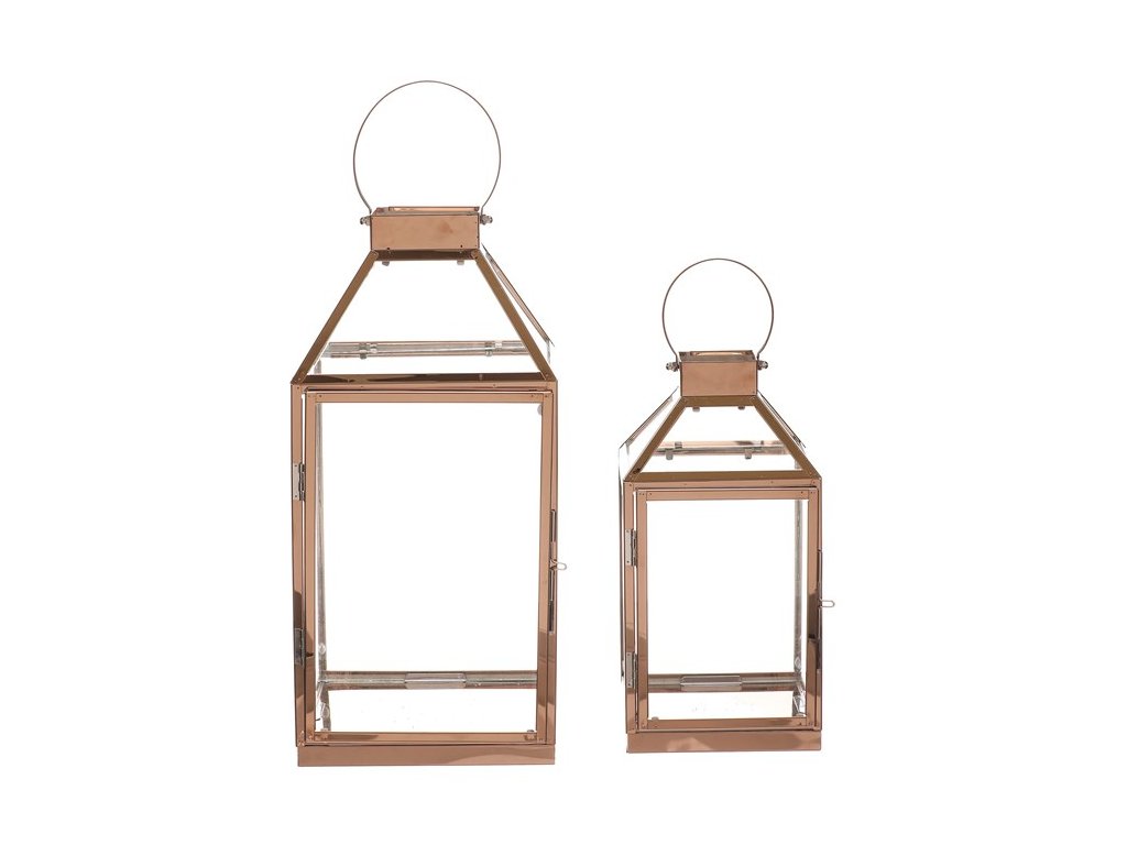 BONTEC Lucerna kovová, tenké rámy - štvorboká, zlatá, cena za sadu 2 ks (Farba Zlatá)