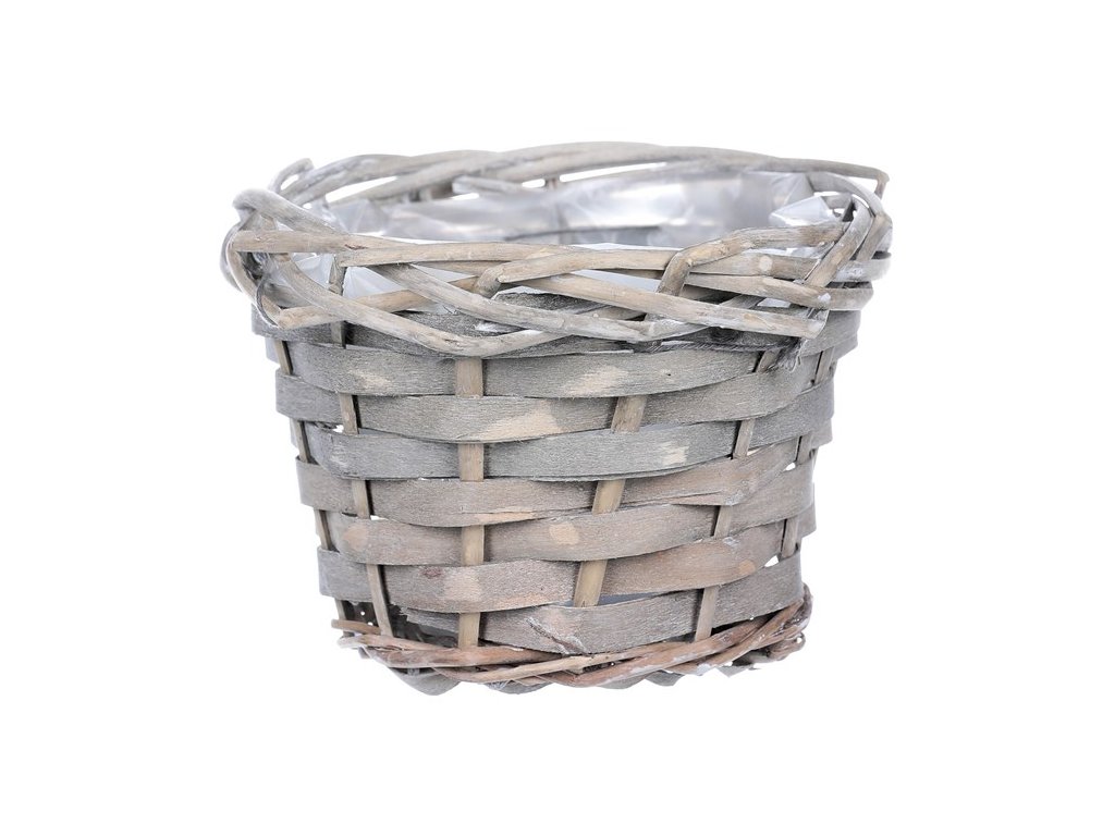 BONTEC Obal dekoračný prútený s igelitom, farba šedá (Farba Šedá)