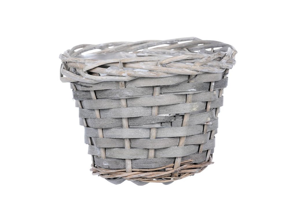 BONTEC Obal dekoračný prútený s igelitom, farba šedá (Farba Šedá)