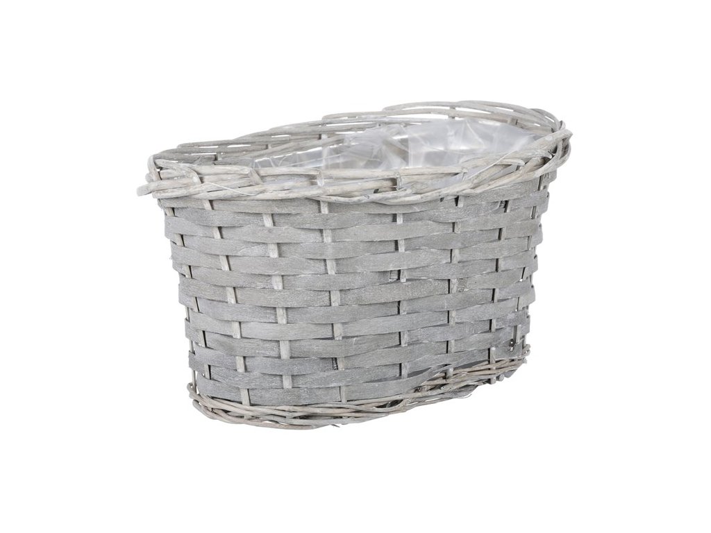 BONTEC Hrantík oválny - obal dekoračný prútený s igelitom, farba šedá (Farba Šedá)