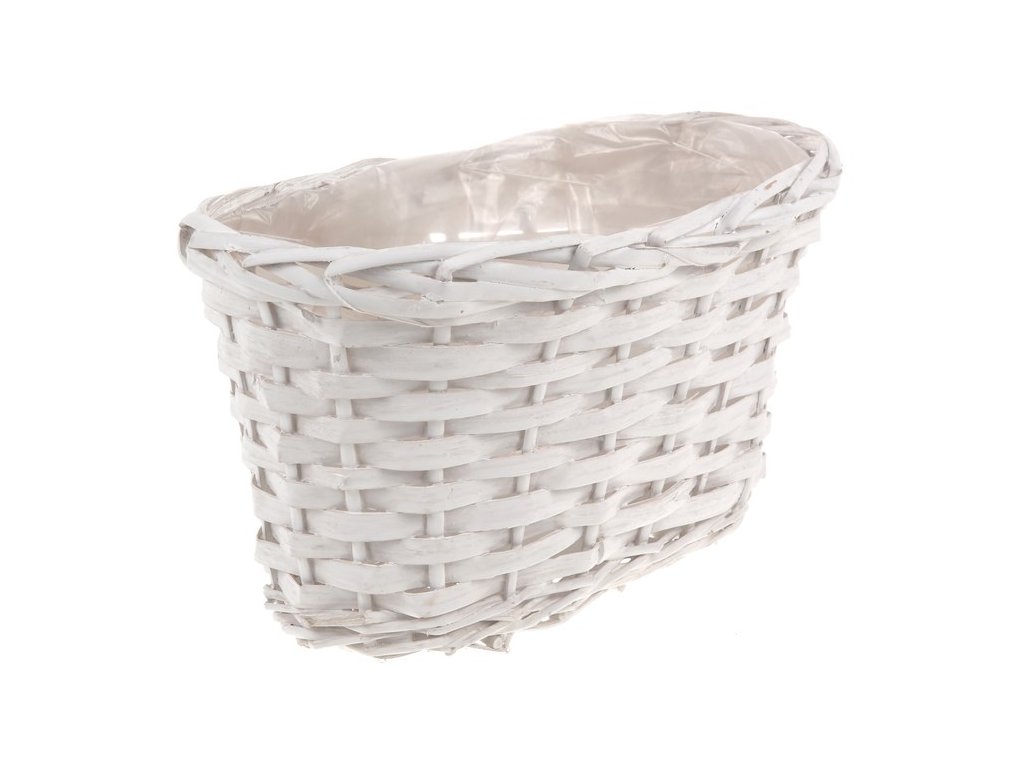 BONTEC Hrantík oválny - obal dekoračný prútený s igelitom, farba biela (Farba Biela)