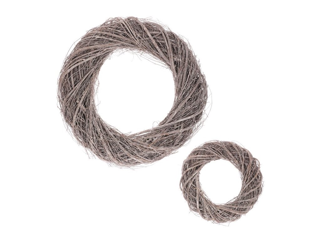 BONTEC Veniec z prútia - brest, farba opraná šedo-biela, cena za sadu 2 ks (Farba Šedá)