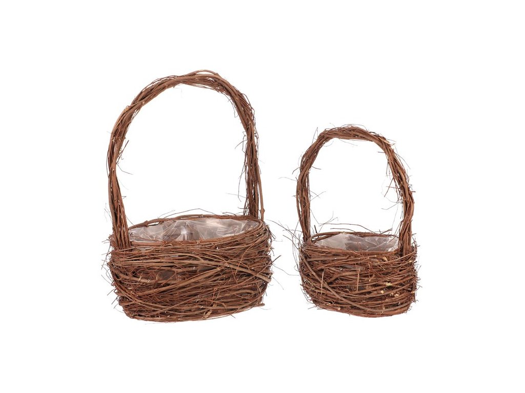 BONTEC Obal prútený - okrúhly košík, prírodný, cena za sadu 2 ks (Farba Hnedá)
